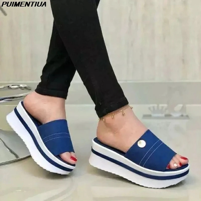 

2021 Women's Sandals Vintage Wedge Shoes Woman Buckle Strap Straw Thick Bottom Flats Platform Sandals Flock Female Shoes Summer
