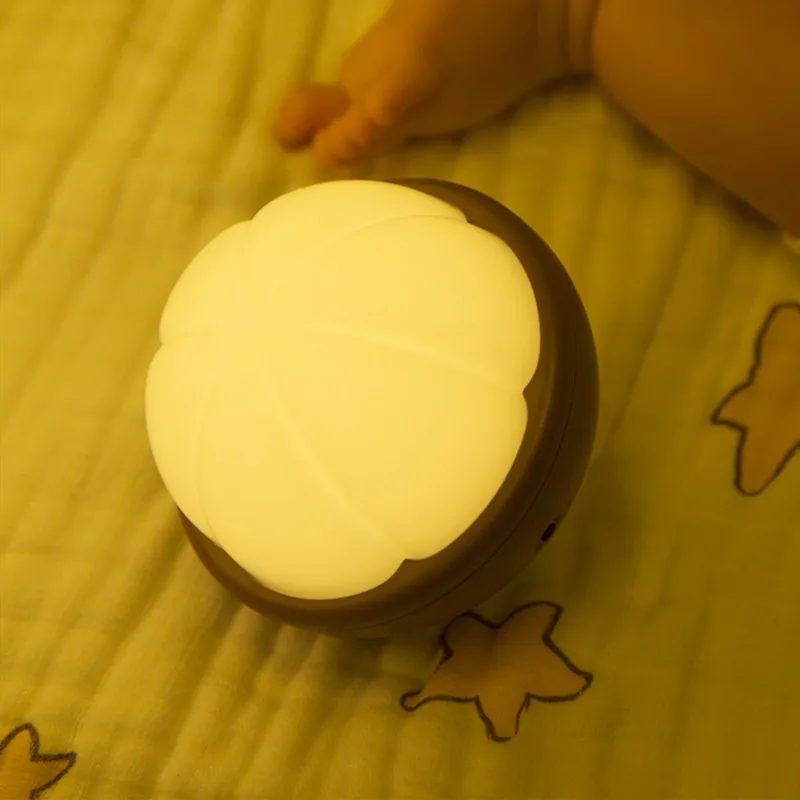 Rechargeable Mangosteen Night Light Stepless Dimming Bedroom Soft Light Eye Protection Bedside Lamp For Baby Feeding And Sleepin