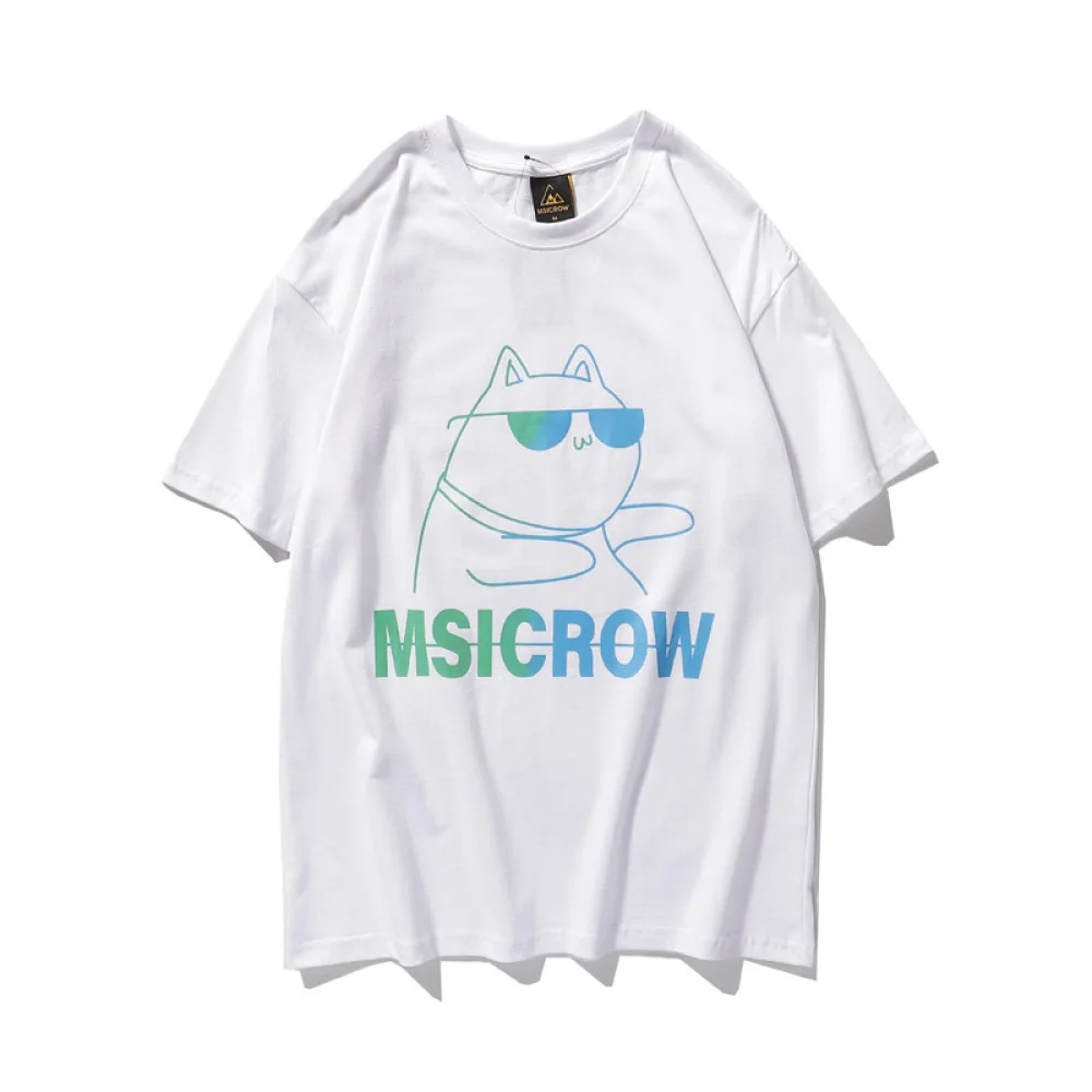 

Summer Tide Brand Hip-hop Fun Cartoon Fat Cat Print Short-sleeved T-shirt Men Women Loose Couple Half-sleeved Shirts