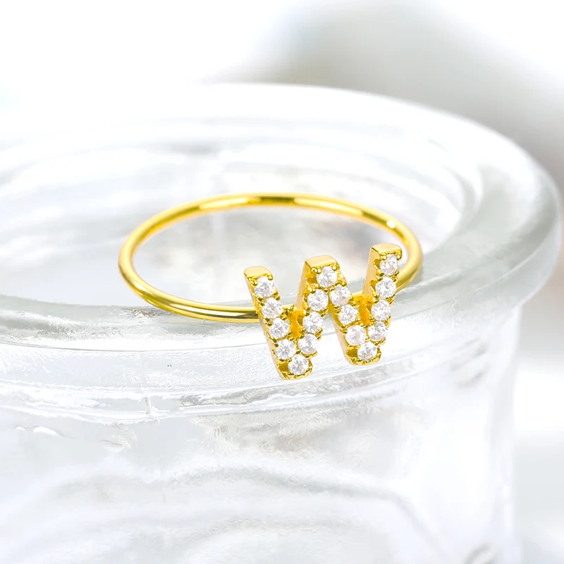 

Initial Name Ring for Women Letter Stainless Steel Rings Crystal A-Z Alphabet Engagement Elegant Jewelry Christmas Gift 2020