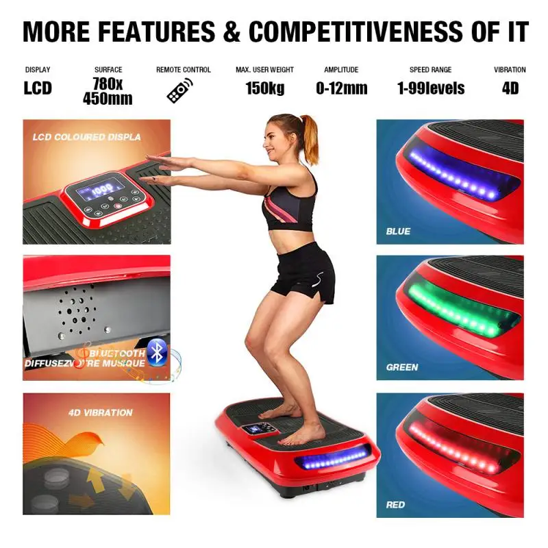 

4D Fitness Vibration Platform Vibration Plate Board Slimming Machine Fat Burning Muscle Massager Weight Loss Machine Fitness HWC