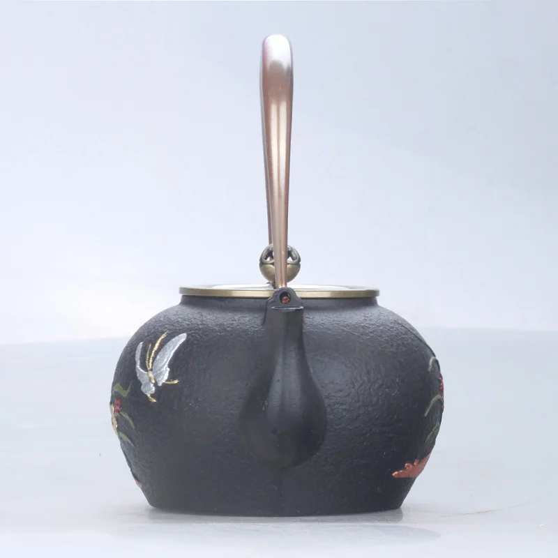 Чугунный чайник окислительная пленка Орхидея Бабочка двойной медный для