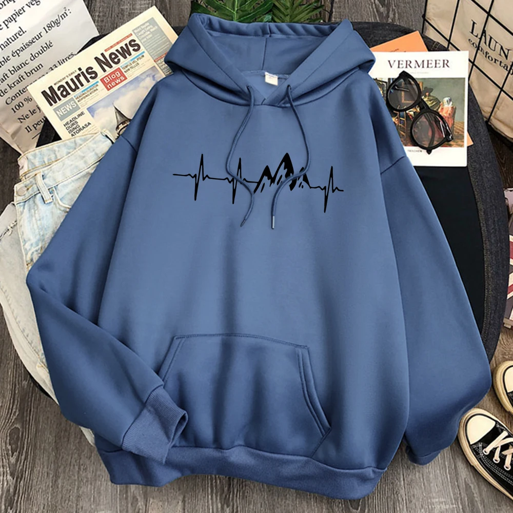 

Mountain Ecg Print Sweatshirts Man Long Sleeve Harajuku Casual Hooded Streetwear Man Cartoons Comfortable Hoody Top Punk Anime