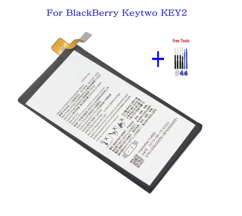 1x3360 мАч/12.94Wh TLp035B1 Замена Батарея для BlackBerry Keytwo KEY2 + набор инструментов