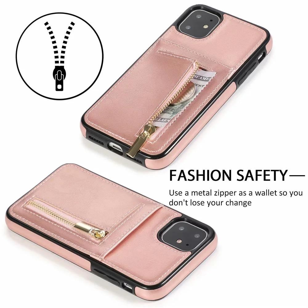 Роскошный чехол на молнии для iPhone 11 Etui Pro Max телефона модный кожаный кошелек карт