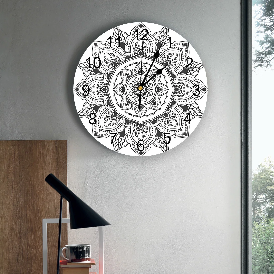 Мандала белые круглые настенные часы современный дизайн украшение для дома