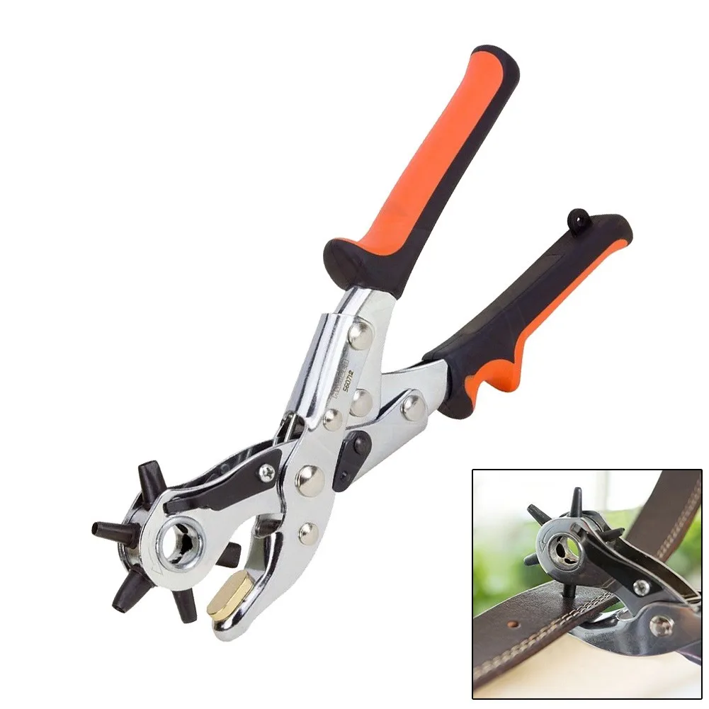 

Heavy Duty Belt Leather Round Flat Oval Hole Puncher Household Leathercraft Punching Leather Belt Punch Tool Pliers