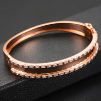 personality luxury angle wing 2pc bangle jewelry for women bridal wedding cubic zircon rosegold gold fashion accessories