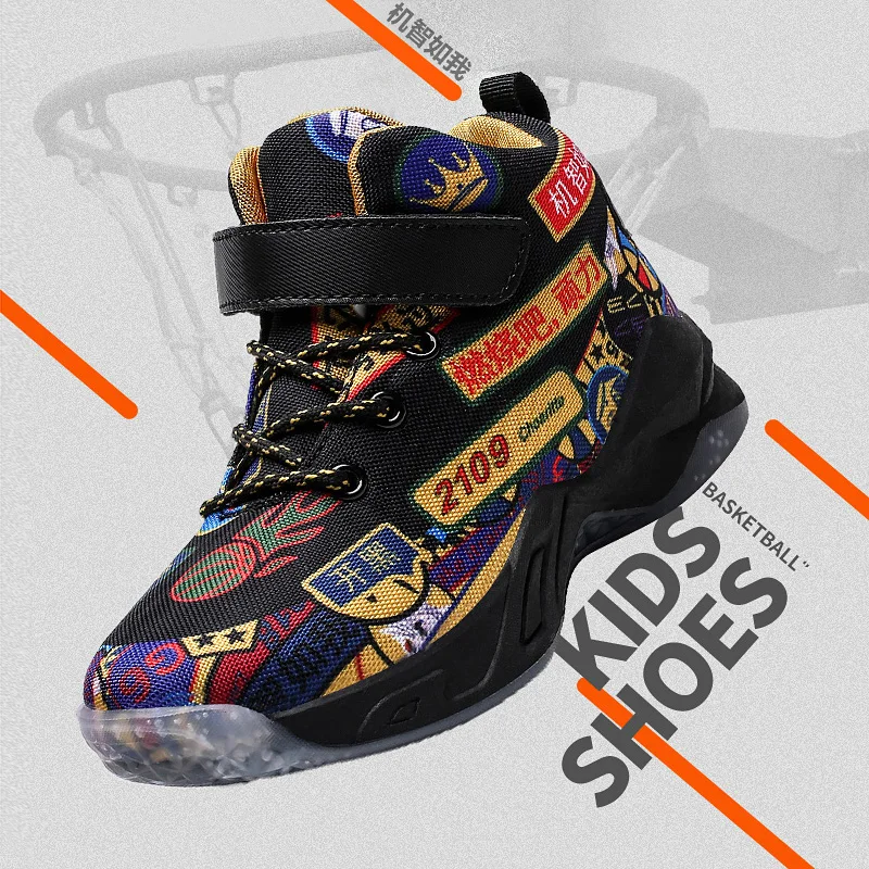Детская обувь кроссовки для мальчиков Баскетбольная спортивные ботинки большие