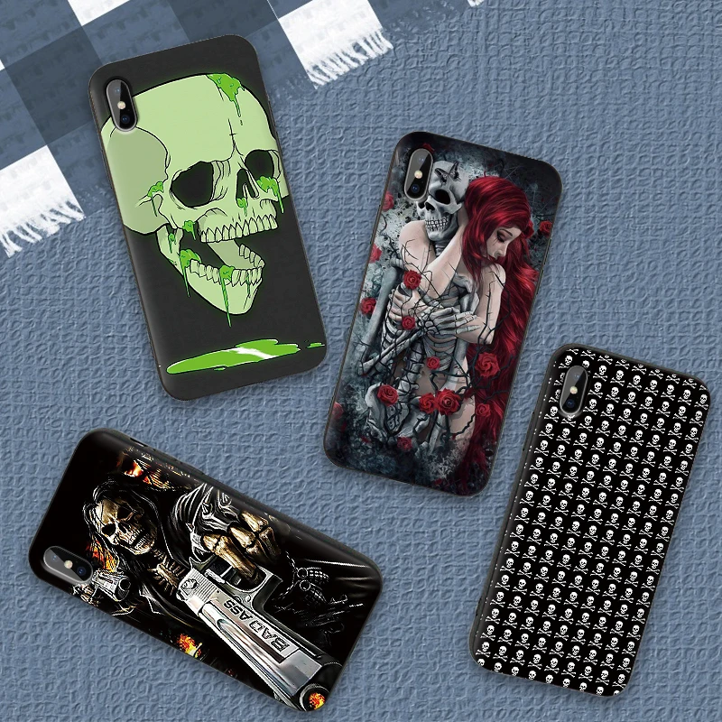 skull Soft Silicone Phone Case For iphone X XS Max XR 7 8 6 6s Plus TPU Back Cover | Мобильные телефоны и аксессуары