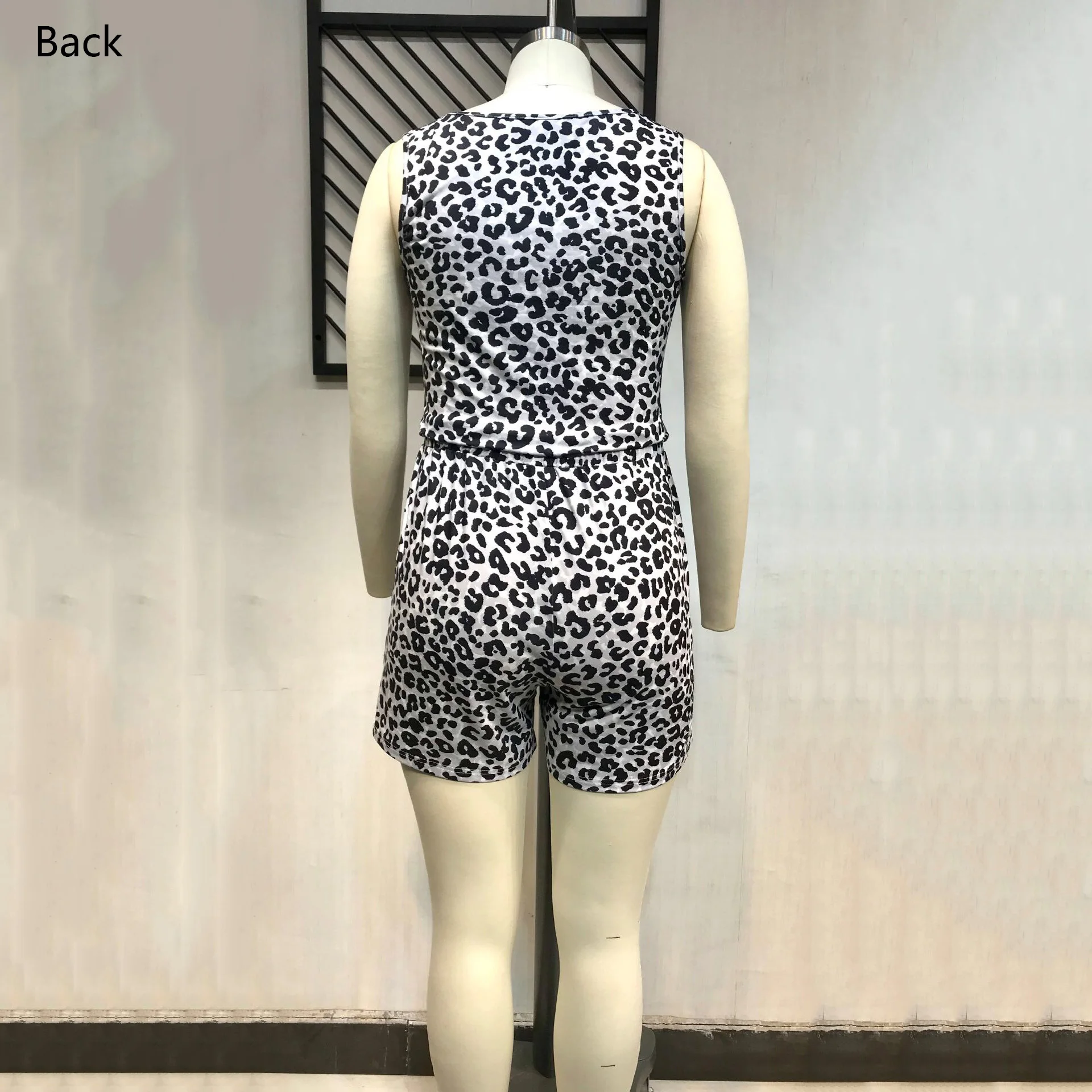 

4XL 5XL Plus Size Matching Bodycon Outfits Sets Leopard Print Tops & Shorts Large Evening Night Club Wear 2 Pieces Clothes Sets