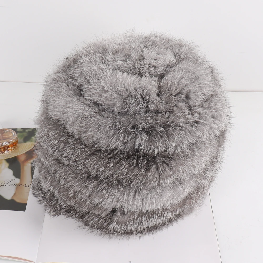 2022 русские женские вязаные эластичные шапки из натурального кроличьего меха