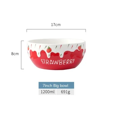 Noddle bowl Ins Горячая тиснение крем миска в форме клубники Cearmic чашки тарелка милые столовые приборы салатник овса чашка для еды кофе кружка молоко чашка лапша чаша - Цвет: Noddle bowl