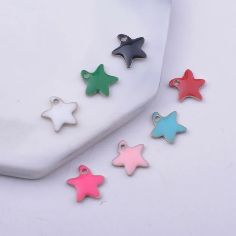30pcs 10mm Copper Both Faced Enamelled Starfish Charms For Earring  Necklace Enamel Pendant