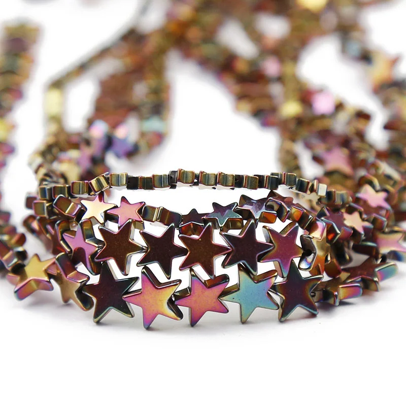 

Red Rose Five-Pointed Star Hematite 4/6/8/10mm Natural Stone Spacer Loose Beads For Jewelry Bracelets Making DIY Findings