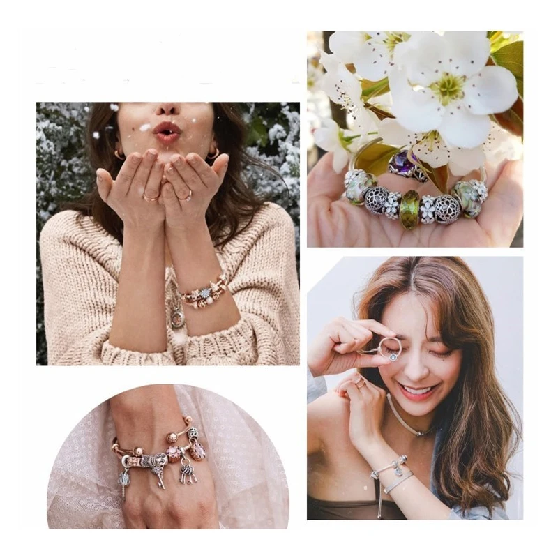 

Sparkling 925 Sterling Silver Love Charm Bead Fit Bracelets Necklace Pendants Making Jewelry for Women