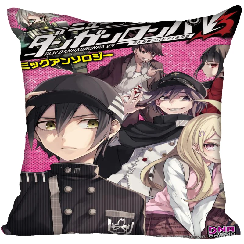 Аниме Danganronpa наволочка атласная ткань квадратная Подушка на молнии чехлы для