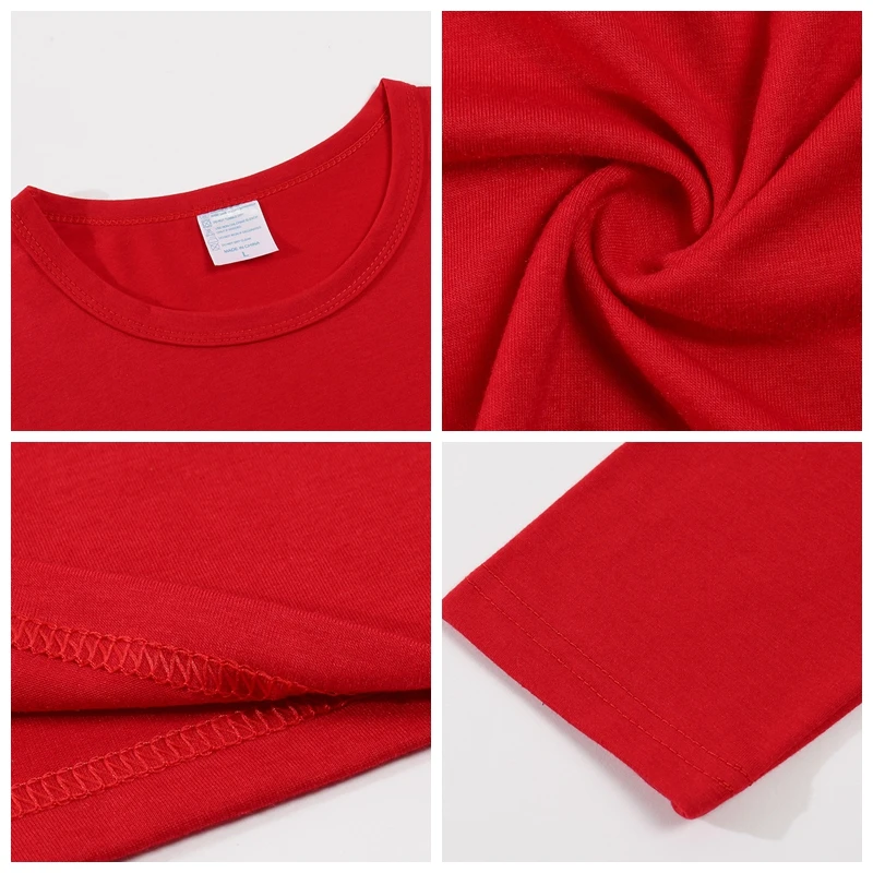 Красные топы футболки на заказ милые модные для девочек Осенняя хлопковая