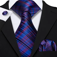 novelty red blue plaid tie silk necktie set hanky cufflinks cravat tie for men wedding business gift barry wang