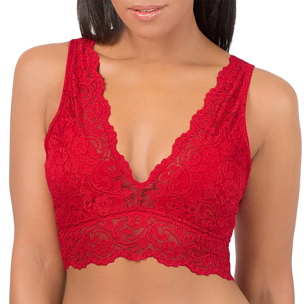 

Lace Elasticity Splice Perspective Vest Charming Adult Comfortable Gift Evening Soft Sexy Breathable Women Bra V Neck