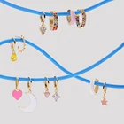 Серьги-кольца женские медные, с фианитами, золотого цвета