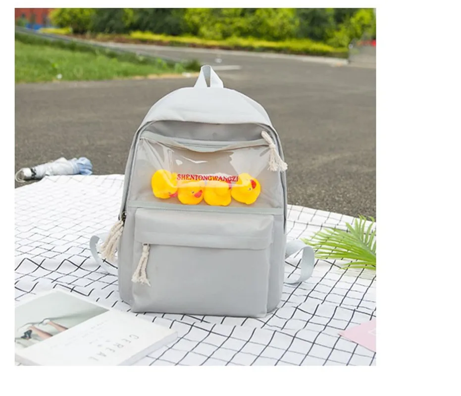 Милый холщовый женский рюкзак прозрачные детские сумки игрушечная сумка на