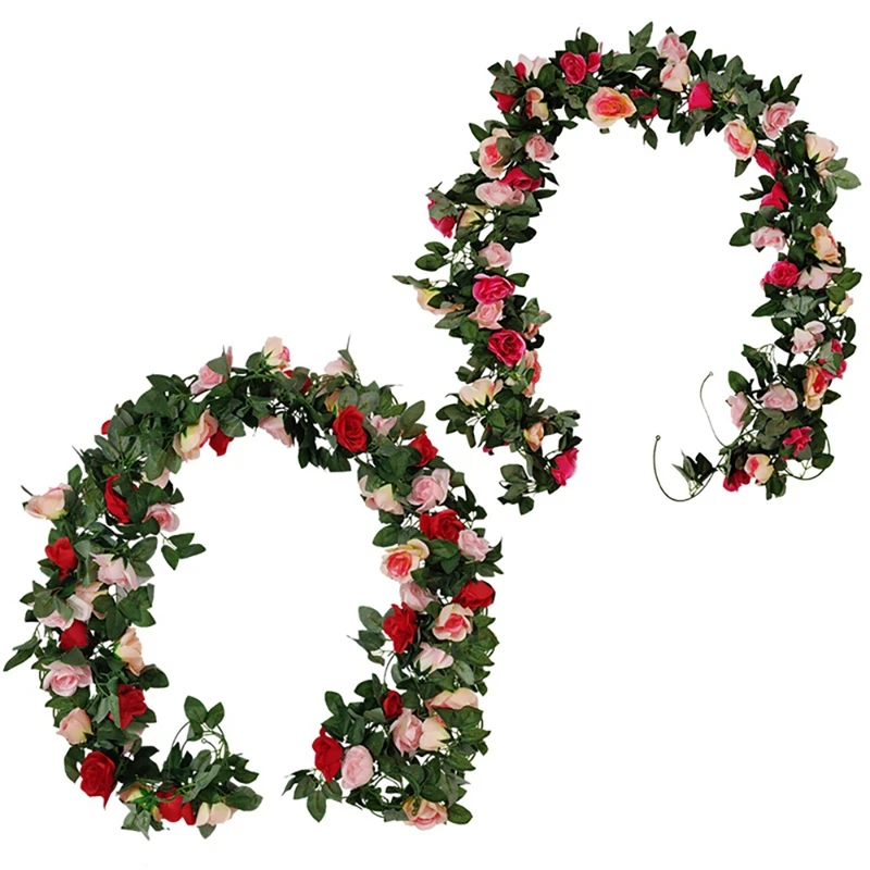 

Искусственные розы 7,5 футов, виноградные цветы, искусственные цветы плюща для домашвечерние ринки, свадьбы, свода стены, украшение