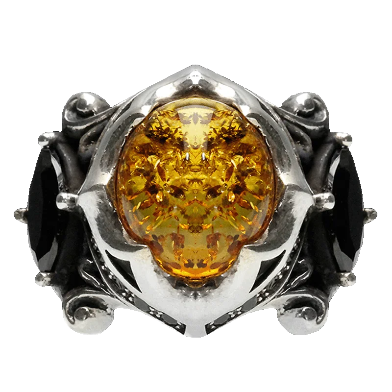 

Ruibeila genuine natural amber ring Silver 925 jewelry upscale Amber atmospheric ring for men