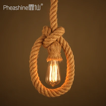 

Американская деревня Лофт веревка подвесной светильник для Обеденная ресторан, ручной стержень, для кафе, для падение светильник падение п...