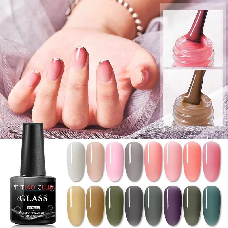 T TIAO CLUB Гель лак для ногтей 8 мл полупрозрачный белый розовый отмачиваемый Маникюр