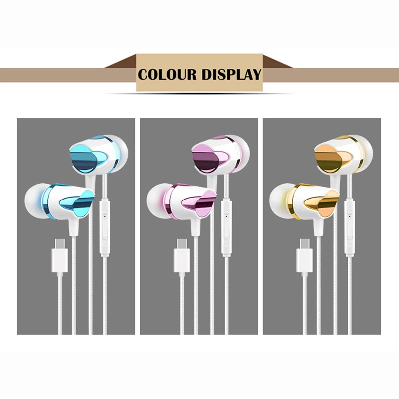 

Heavy Bass Stereo Type c In-ear wired Earphone gaming Headset with Mic Control Earbuds for Redmi HUAWEI P20 P30 Mate 20 30 phone