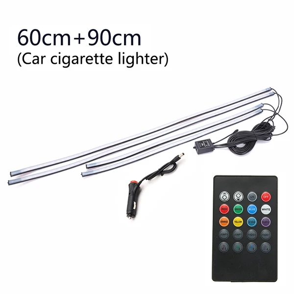 Normal 60-90cm Car LED Flowing Streamer RGB Underglow Underbody IP68 Waterproof Car Styling Tube Underbody System Remote Control Neon Lamp - Испускаемый цвет: Normal 60-90cm