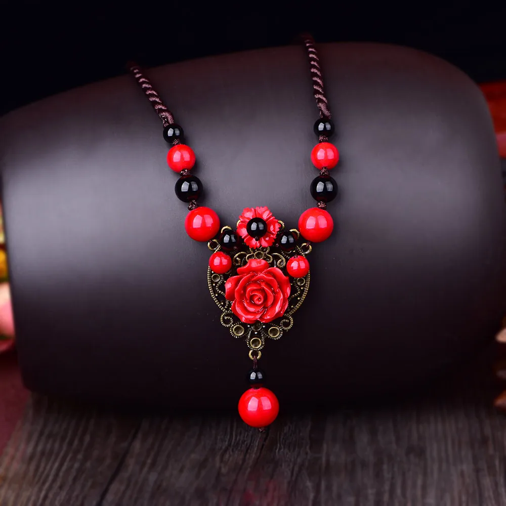 Классический персональный Cinnabar цветок металлический диск Кулон ожерелье