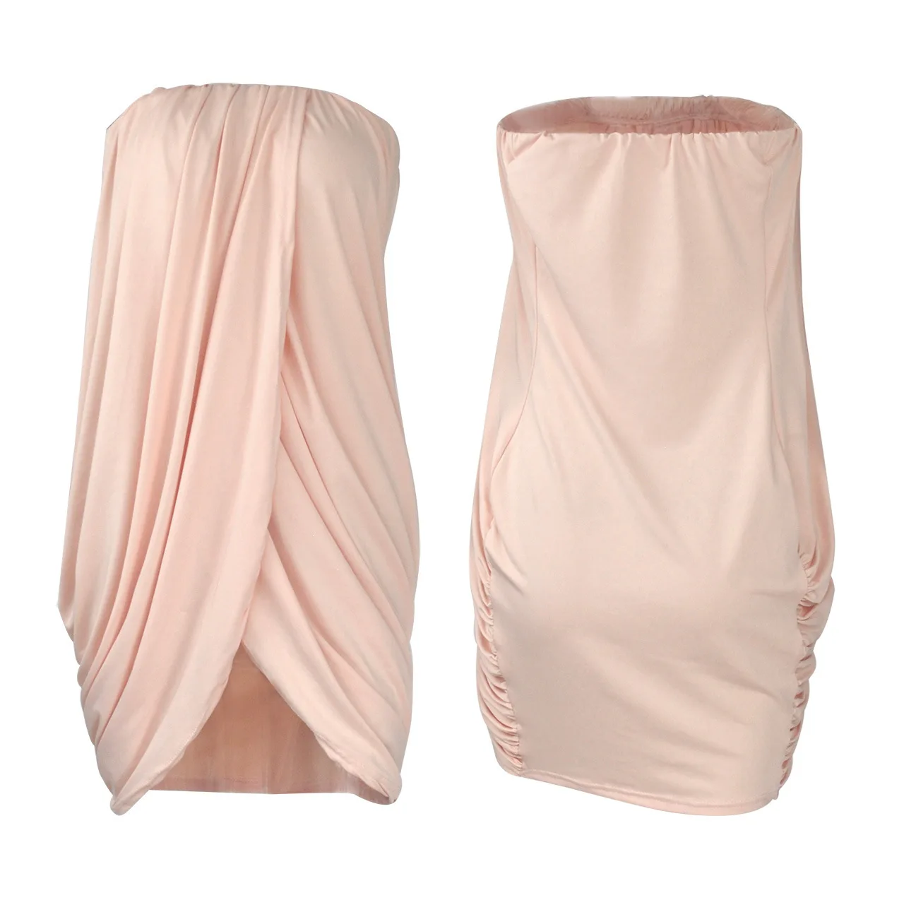 

Women Party Dress Sexy Irregular Pleating Strapless Formal Dresses