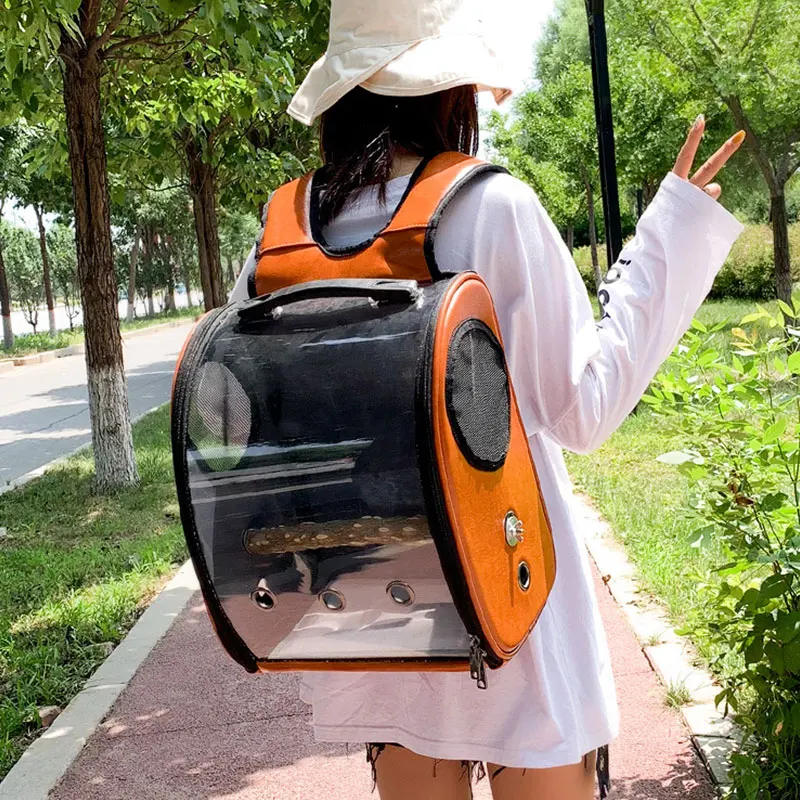 Прозрачная двойная сумка для переноски с деревом дышащий рюкзак попугая