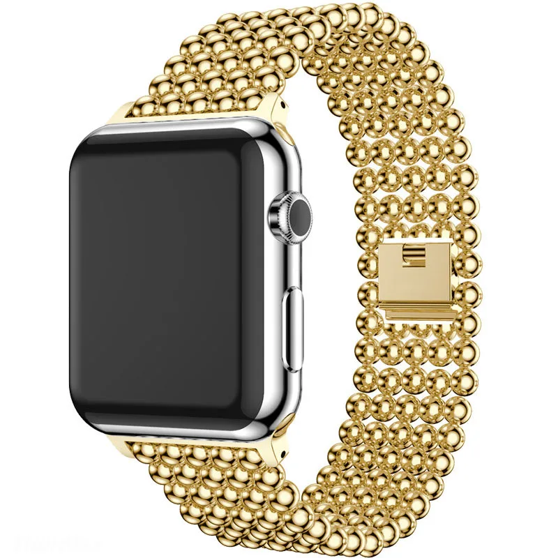 Ремешок для часов Apple Watch 5/4, 38 мм, 40 мм, 42 мм, 44 мм, модный ремешок из нержавеющей стали с бусинами для Iwatch 5, 4, 3, браслет