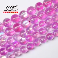 top quality austria crystal synthesis glitter pink moon stone beads 15 681012 mm for jewelry making diy bracelet necklace