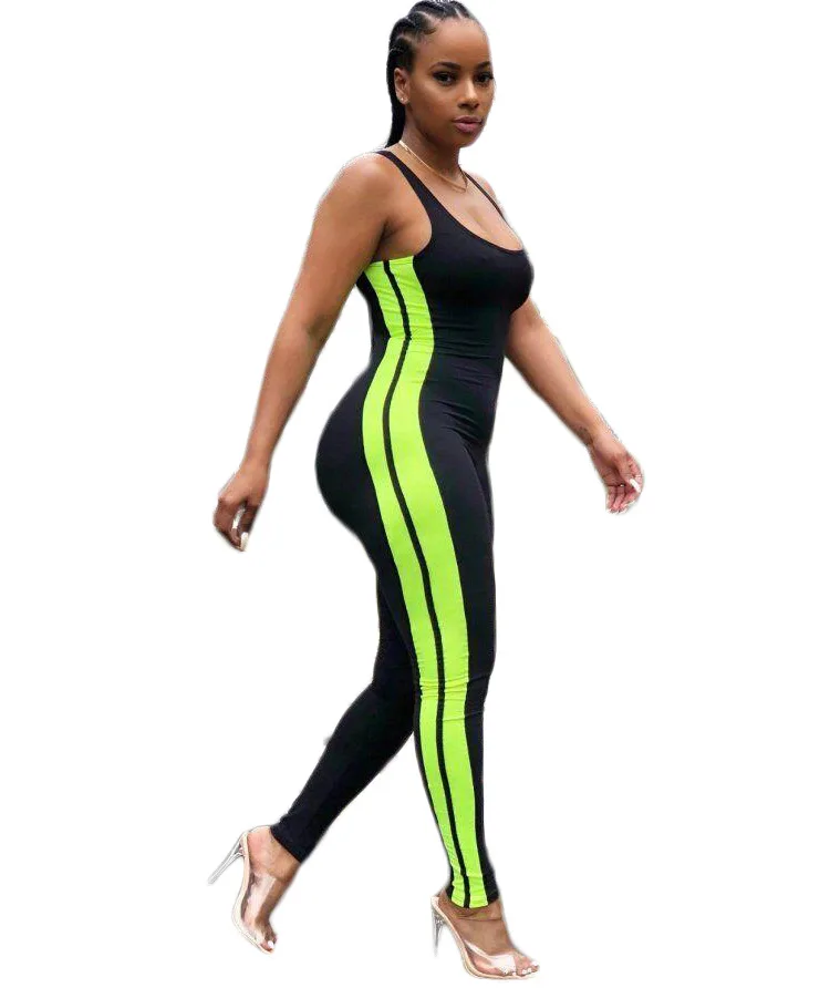 

41S6143 Autumn Summer Women Casual Fashion Solid Patchwork Jumpsuit Playsuit Rompers Plus Size Bodysuit