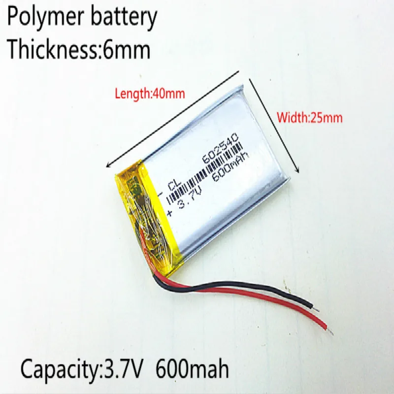 3 7 V 600mAh литий полимерный ионный аккумулятор для DVR записи MP3 MP4 игрушка GPS умные