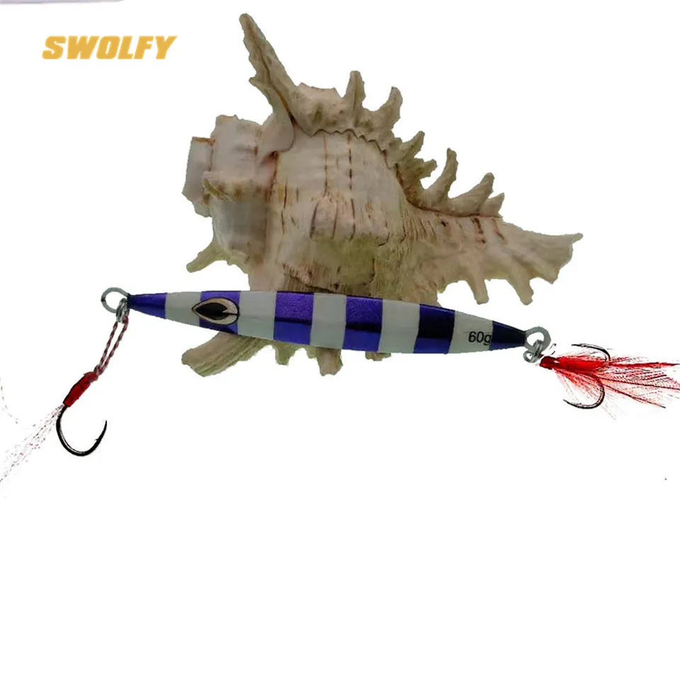 Swolfy 3 шт. 60 г медленно встряхивающаяся металлическая рыболовная ложка для