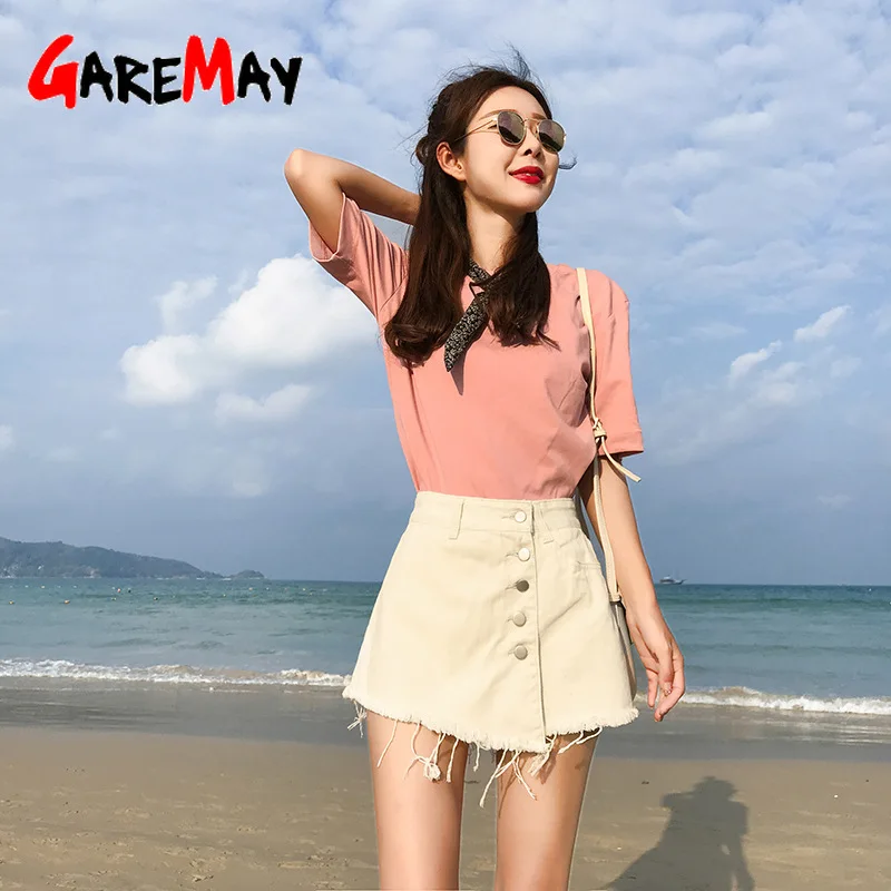 Юбка-комбинезон джинсовые шорты белые корейские винтажные широкие женские