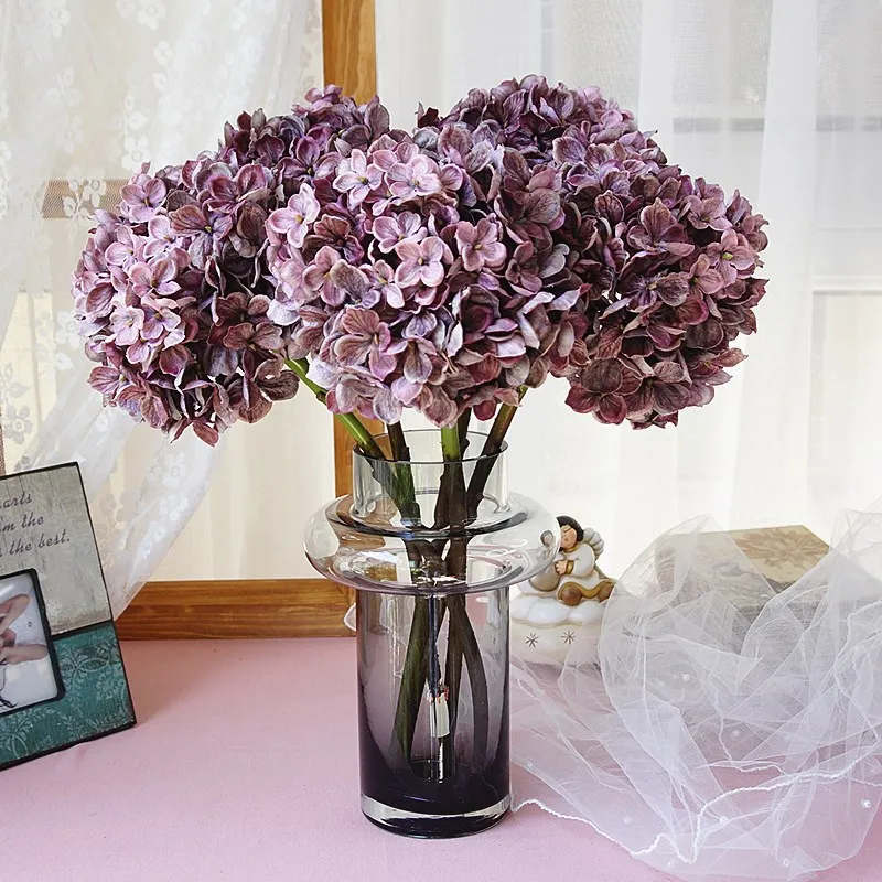 

Искусственные цветы, осенняя Гортензия, 6 шт./лот, оптовая продажа, Рождественский Шелковый цветок, аксессуары для домашней свадебвечерние, Декор, искусственный цветок