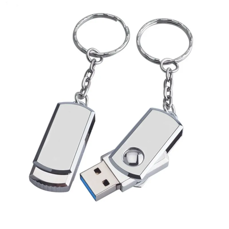 Silver hot Metal Rotary 2.0 Keychain Memory Card 4GB 8GB 16GB 32GB 64GB thumb shape flash drive can be customized LOGO Free Shipping - Цвет: Silver