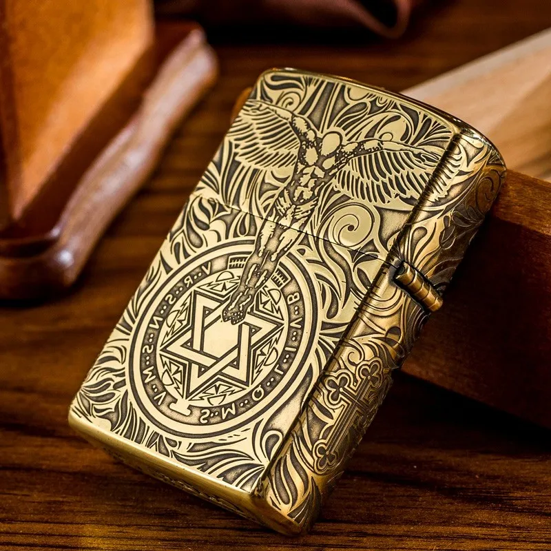 Главный ангел-хранитель керосиновая зажигалка пятисторонняя гравировка