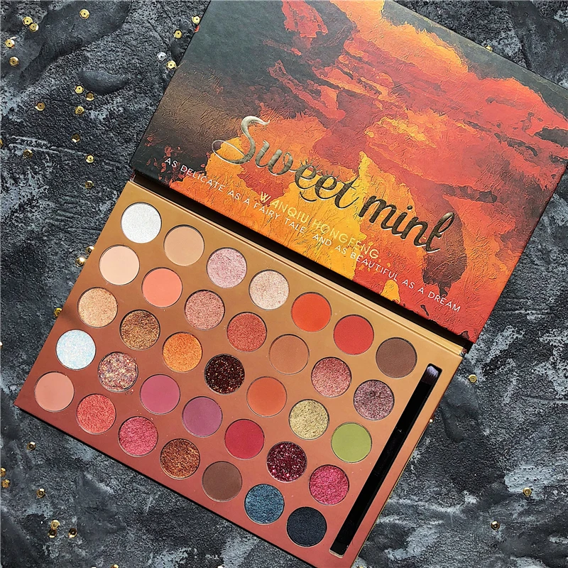 35 цветов мерцающие матовые тени для век Палитра блестящих металлических теней