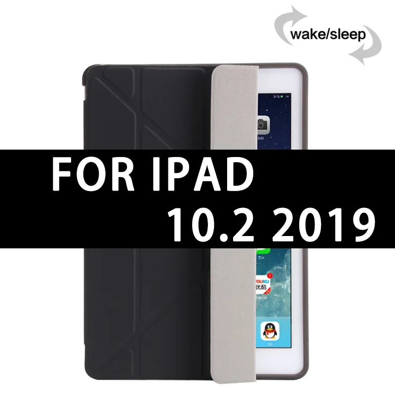 10.2 black Чехол для ipad 10," ipad, кожаный смарт-чехол, Мягкий ТПУ Задний защитный чехол для ipad 9,7", чехол A1822 A1823 - Цвет: 10.2 black