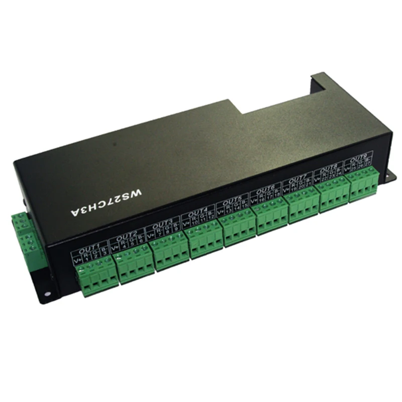 

DC12V 24V 27CH dmx512 decoder 27 channel 9 group 1A each channel max 3A Max 81A DMX512 XRL RJ45 led controller WS27CH3A