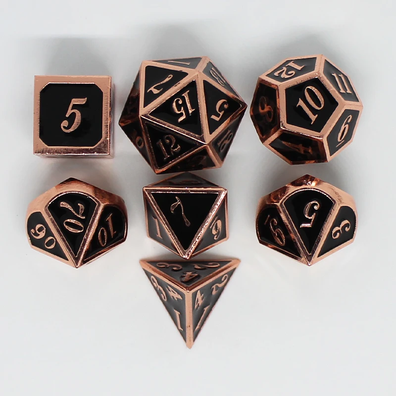 

Black Color Metal Dice 7Pcs/Set d4 d6 d8 d10 d% d12 d20 for dice game RPG Board Game dnd set 7 pcs dices