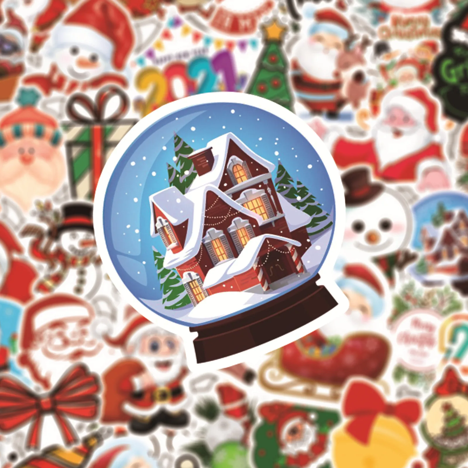 

50PCS Father Christmas Stickers for Laptop Girls DIY Luggage Car Guitar Skateboard Window Waterproof Stickers for Kids Gift