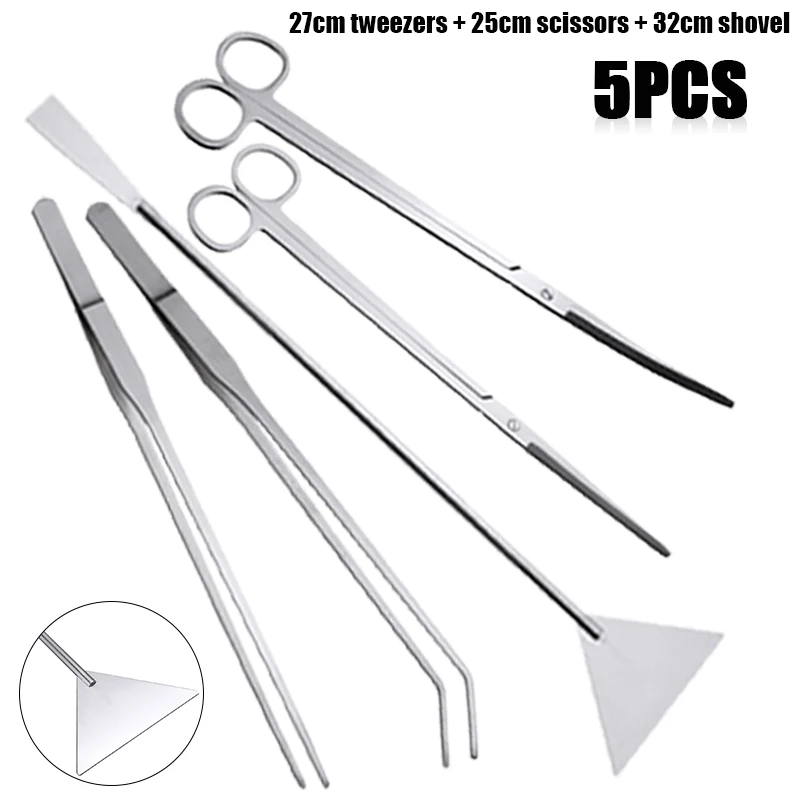 5 шт. инструмент для аквариума из нержавеющей стали пинцет растений ножницы